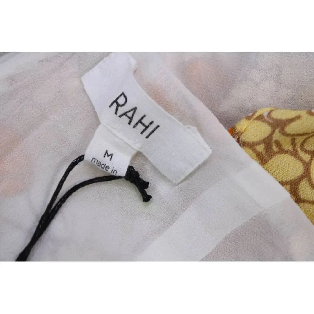 Rahi Womens Ruched Floral Print Zip Up Mid-Calf Skirt Multicolor Size M